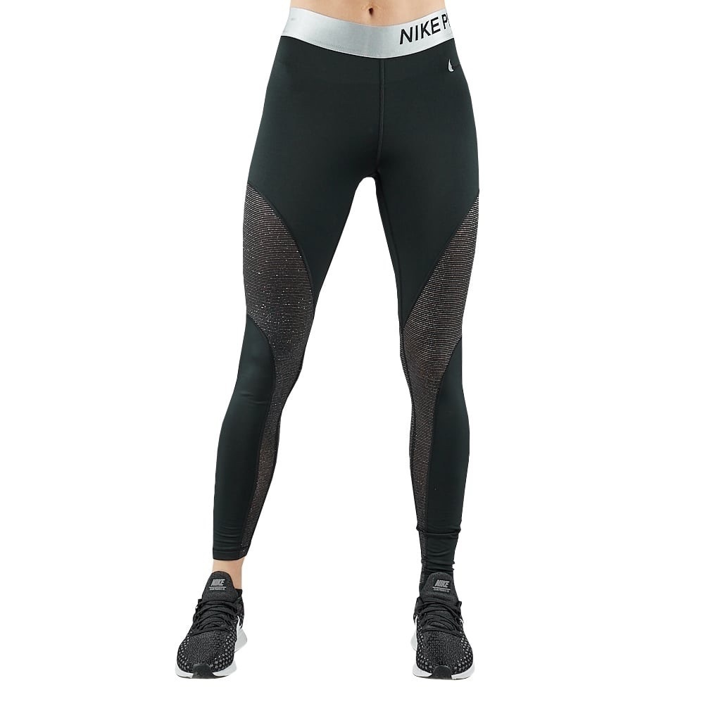 Nike Women's Pro Metallic Ankle Training Black Leggings